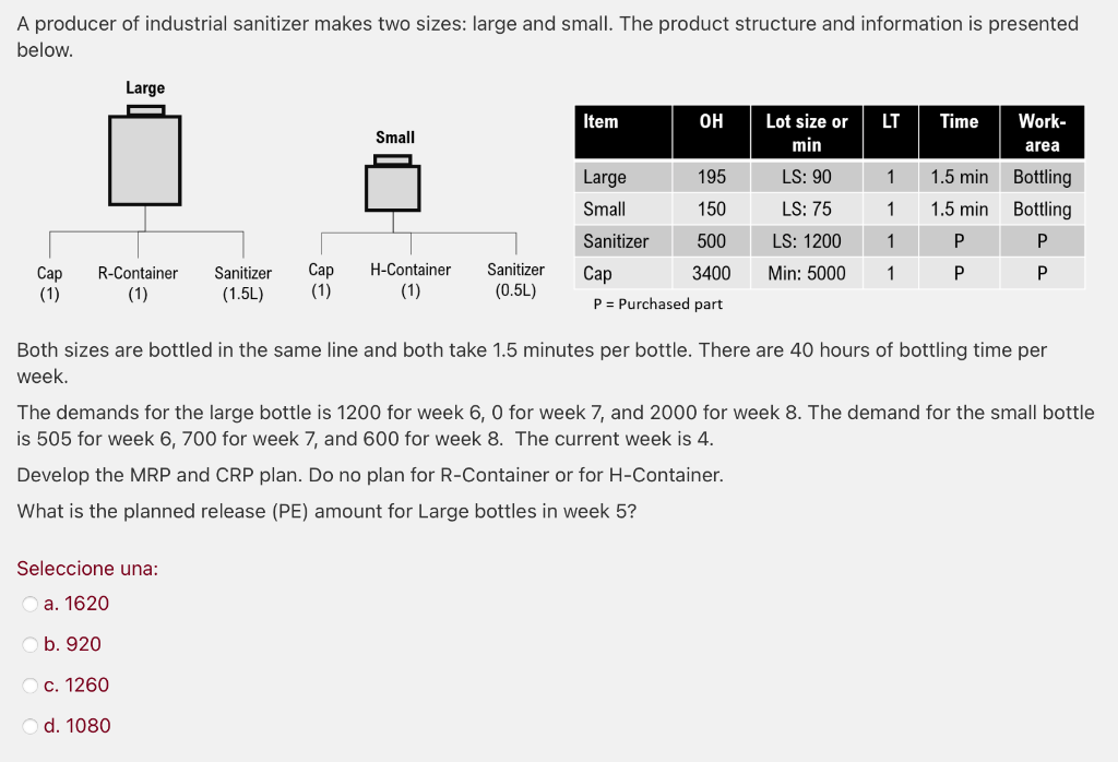 A producer of industrial sanitizer makes two