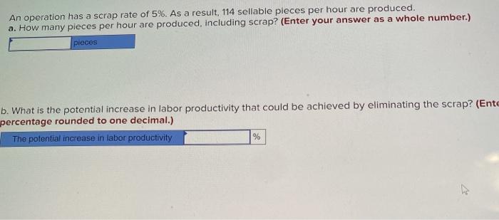 An operation has a scrap rate of 5%. As a result,