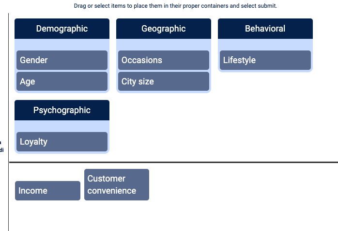 organize each based on segmentation base Drag or