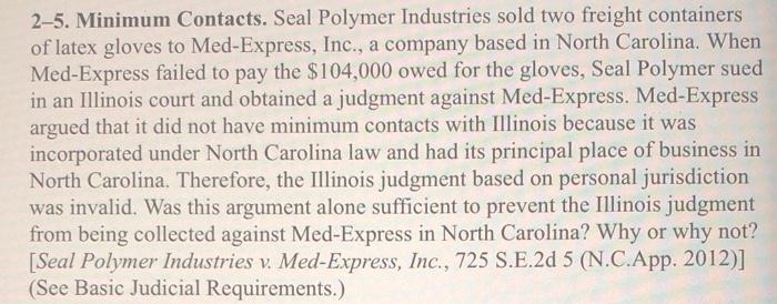 25. Minimum Contacts. Seal Polymer Industries