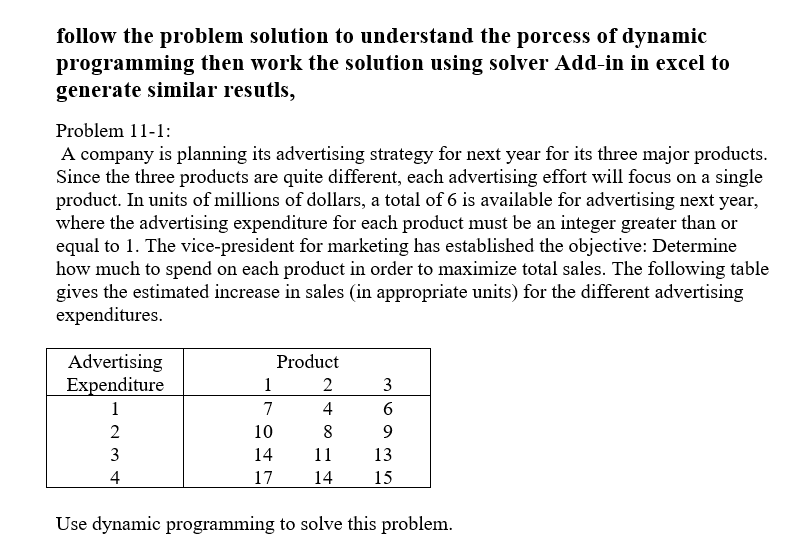 How to solve this question on Excel using Solver.