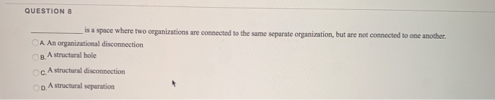 QUESTION 8 is a space where two organizations are