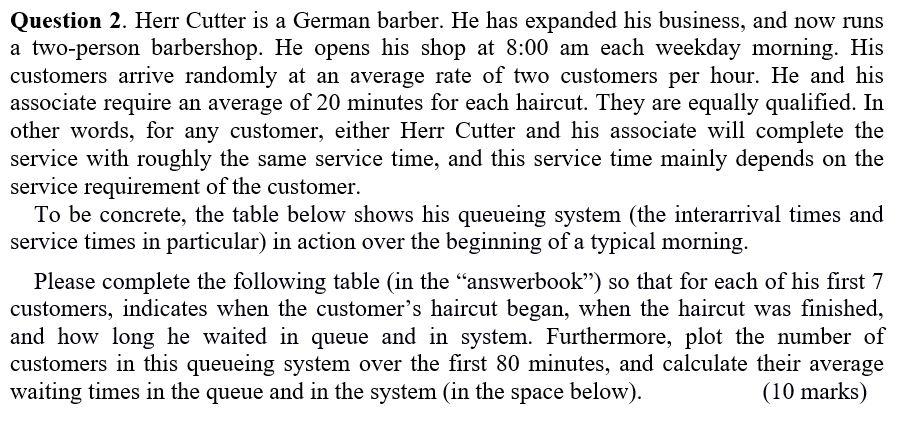 Question 2. Herr Cutter is a German barber. He