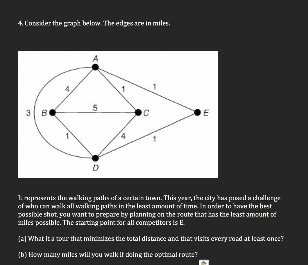 4. Consider the graph below. The edges are in