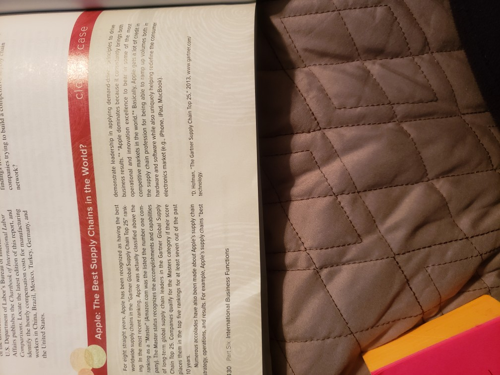 1. Read the closing case from Chapter 15 "Apple: