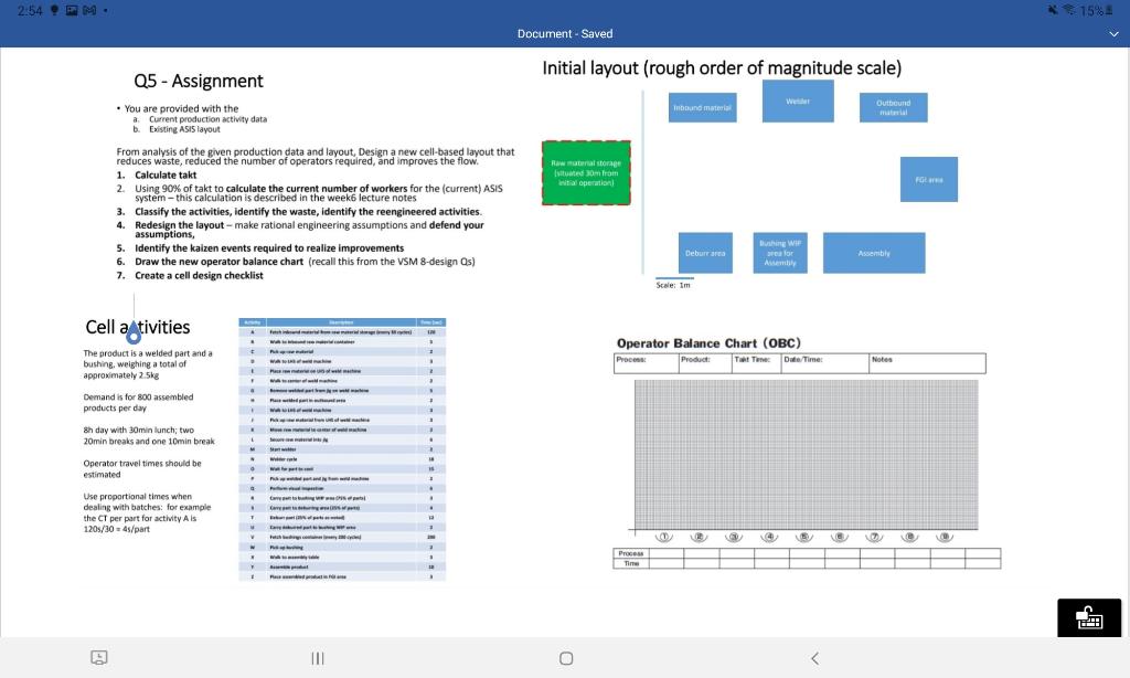 2:54 PM * 15% Document - Saved Initial layout