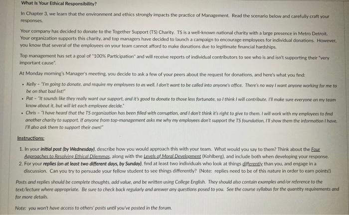 What Is Your Ethical Responsibility? In Chapter 3