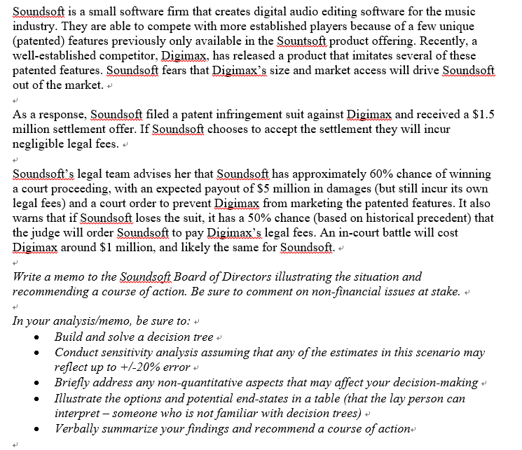 Soundsoft is a small software firm that creates