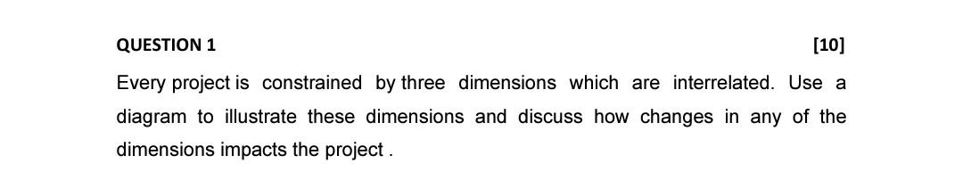 Project Management QUESTION 1 [10] Every project