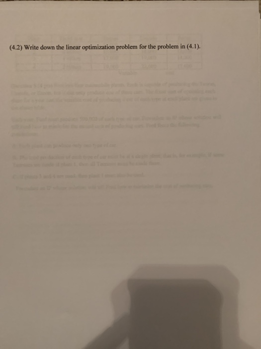 Question 4 (4 pts) Given the information for a