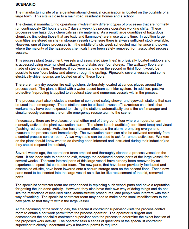 SCENARIO The manufacturing site of a large