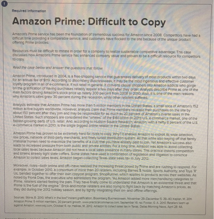 Required Information Amazon Prime: Difficult to