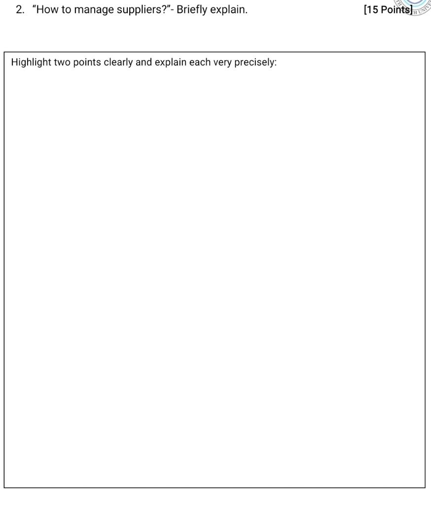 All answers must be answered within the given