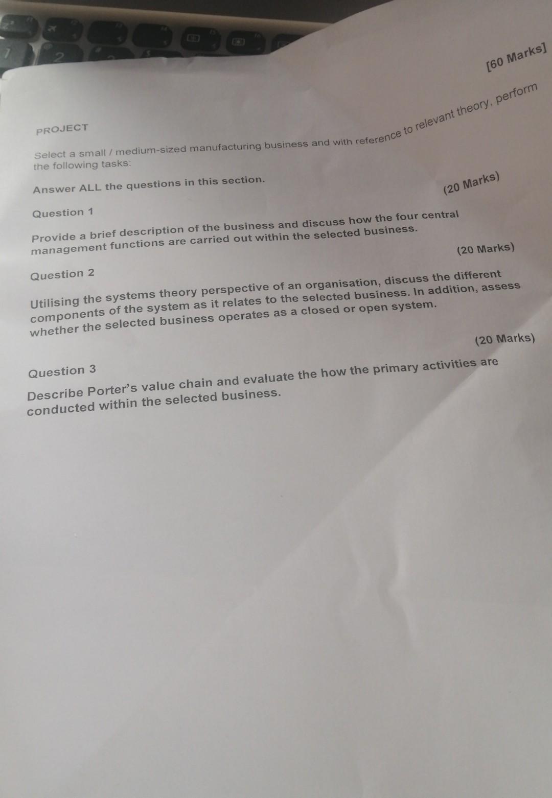 Please find attachment for your questions Select