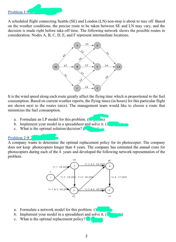 PROBLEM 2 Problem 1 A scheduled flight connecting