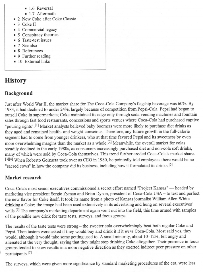 Assignment please Read Article New Coke - Write a