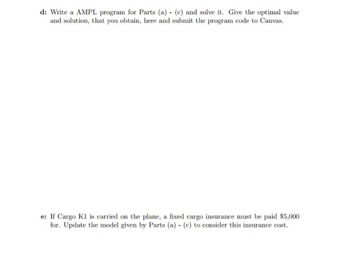 only answer part d 3 (40 points) A freight plane