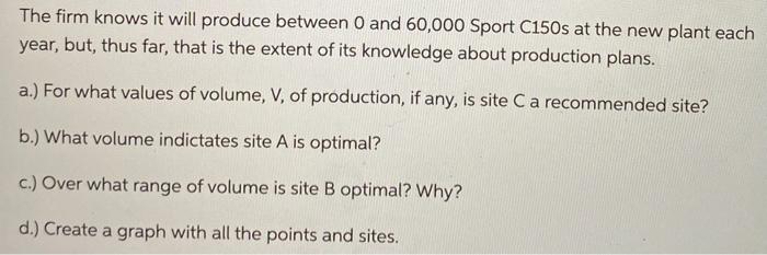 Site A B C Annualized Fixed Cost $10,000,000
