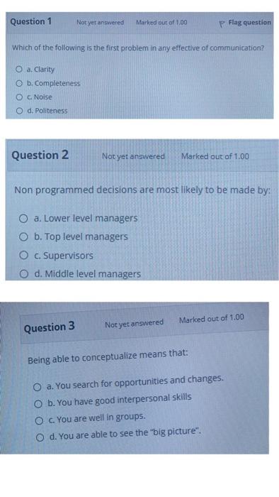 Multiple Choice | very important Question 1 Not