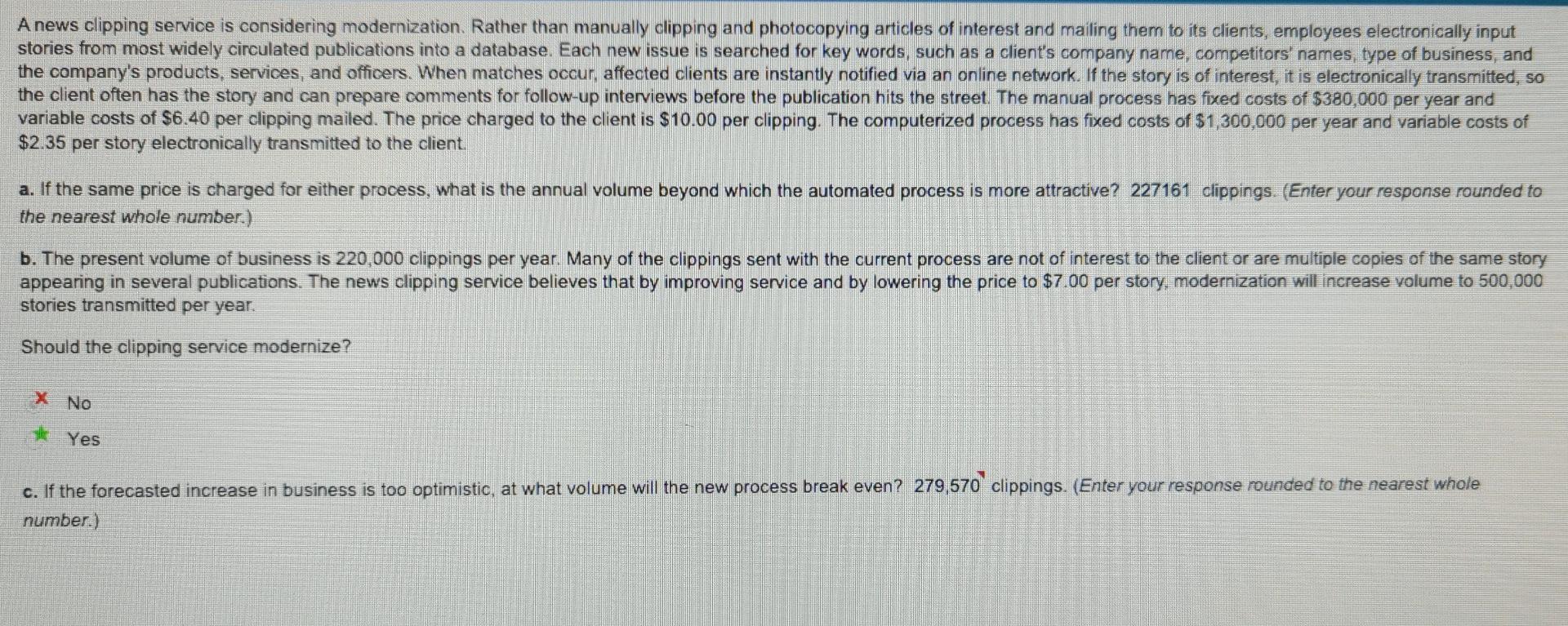 A news clipping service is considering