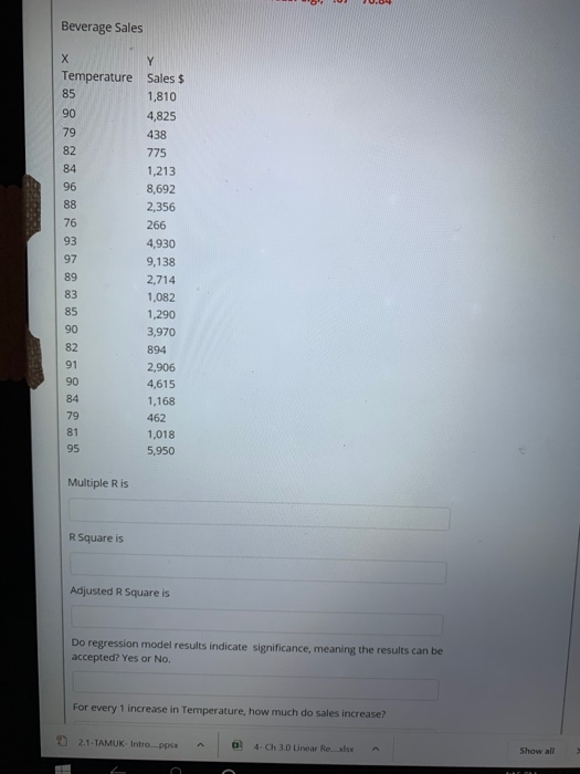 help with number 1 Beverage Sales Temperature