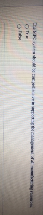 The MPC system should be comprehensive in