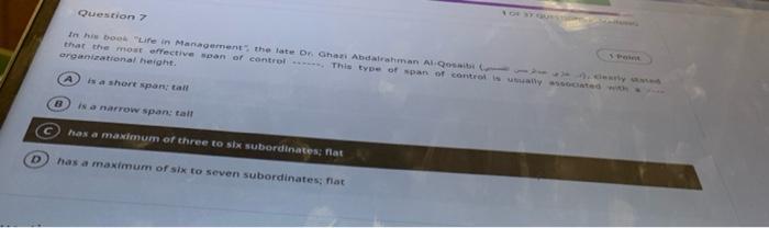 TO STOUT Question 7 5 Point early stated In his