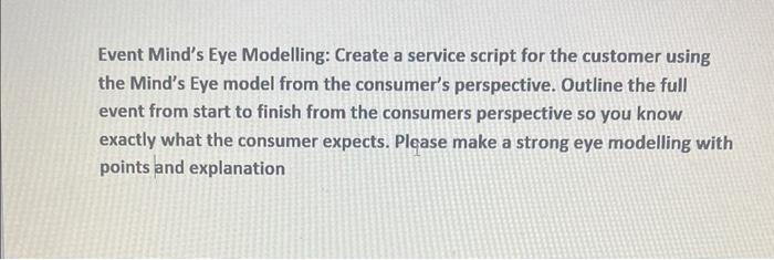 Event Mind's Eye Modelling: Create a service