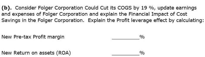 (b). Consider Folger Corporation Could Cut its