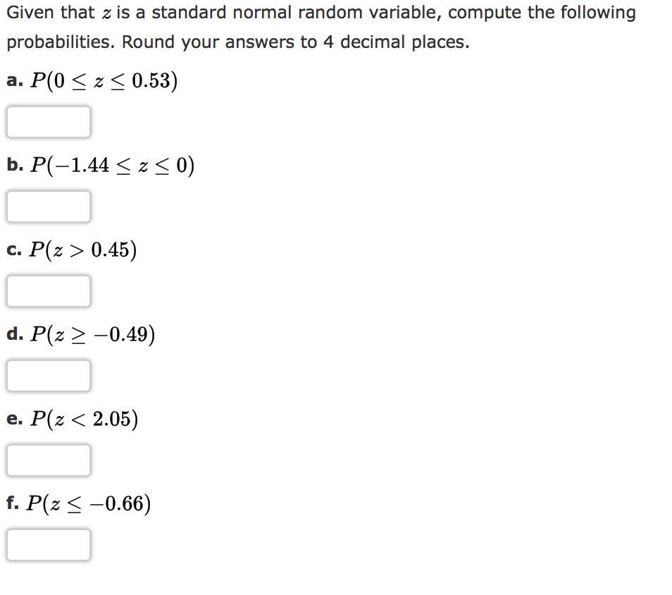 Given that z is a standard normal random