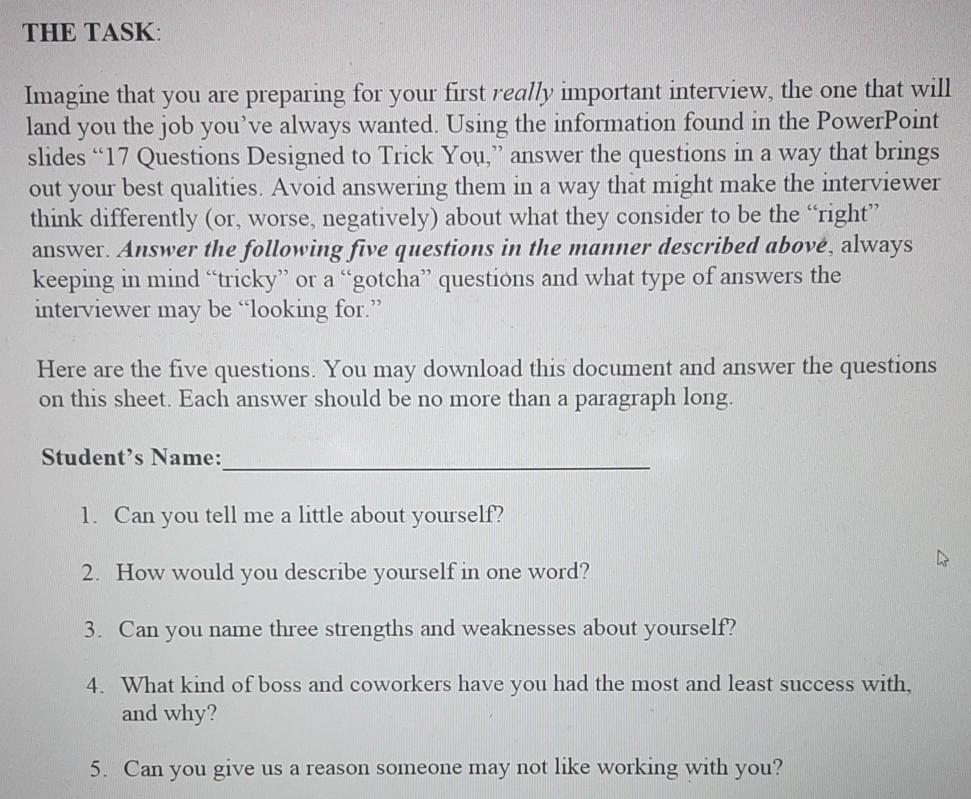 Please help me answer these questions in