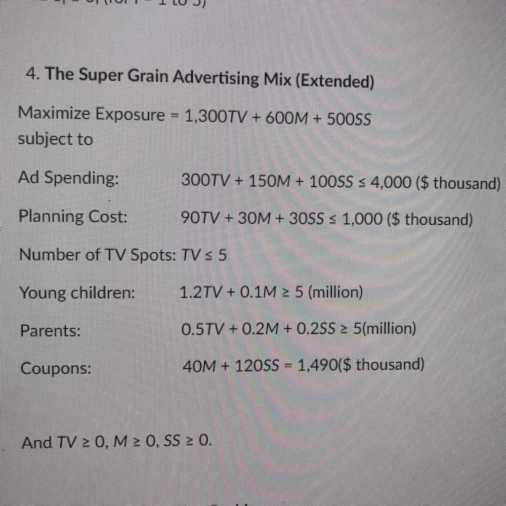Use Excel Solver to find the solution set for