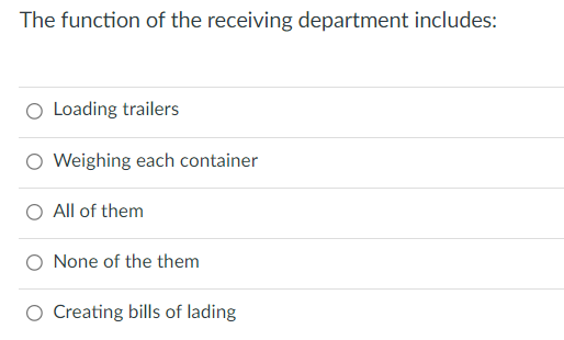 The function of the receiving department