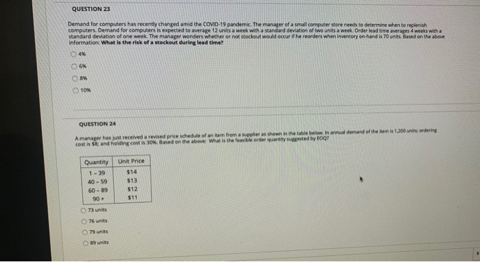 both of them please QUESTION 23 Demand for