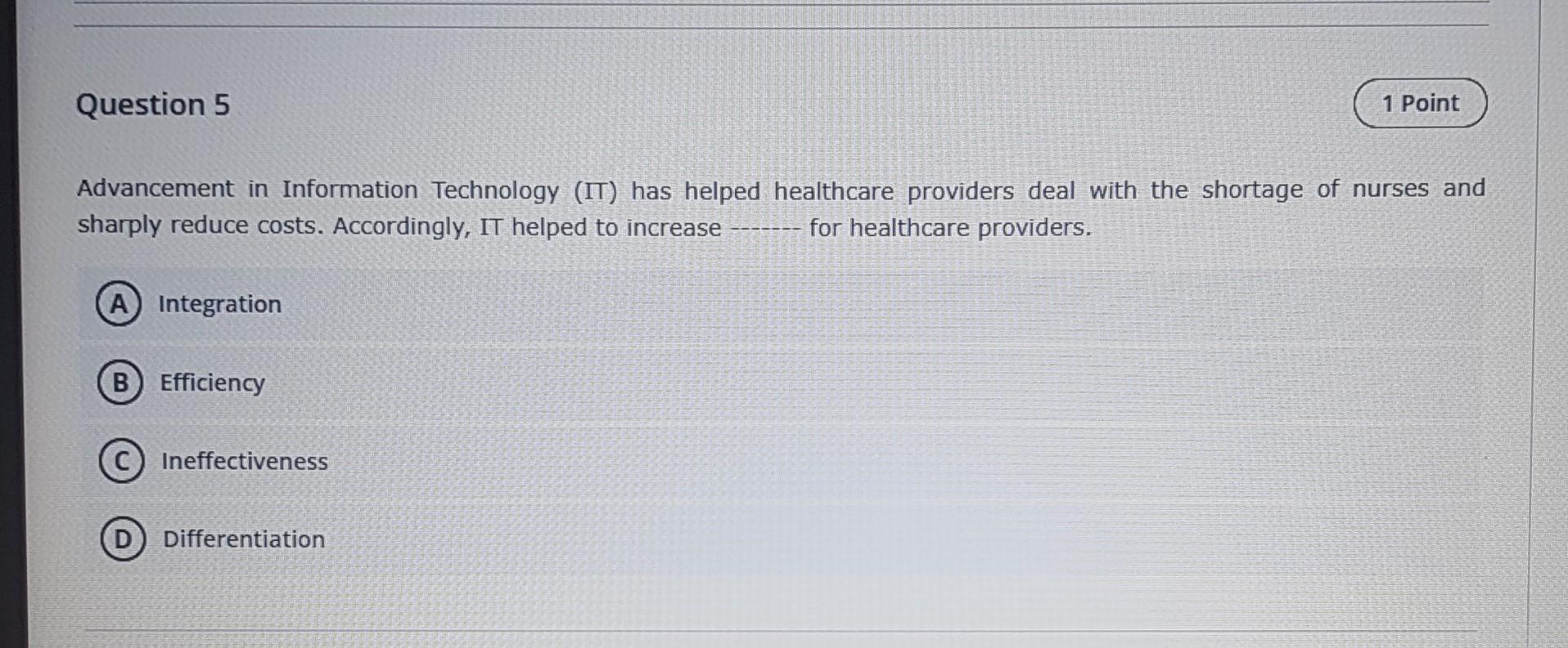 I have 10 min Question 5 1 Point Advancement in