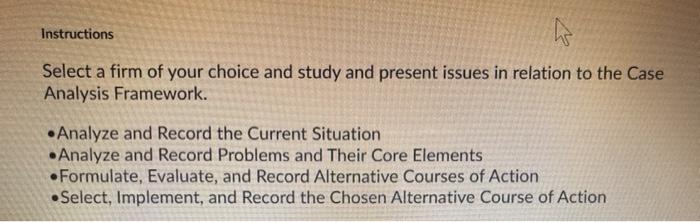 Instructions h Select a firm of your choice and