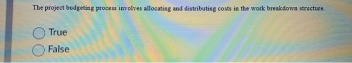 The project budgeting process involves allocating