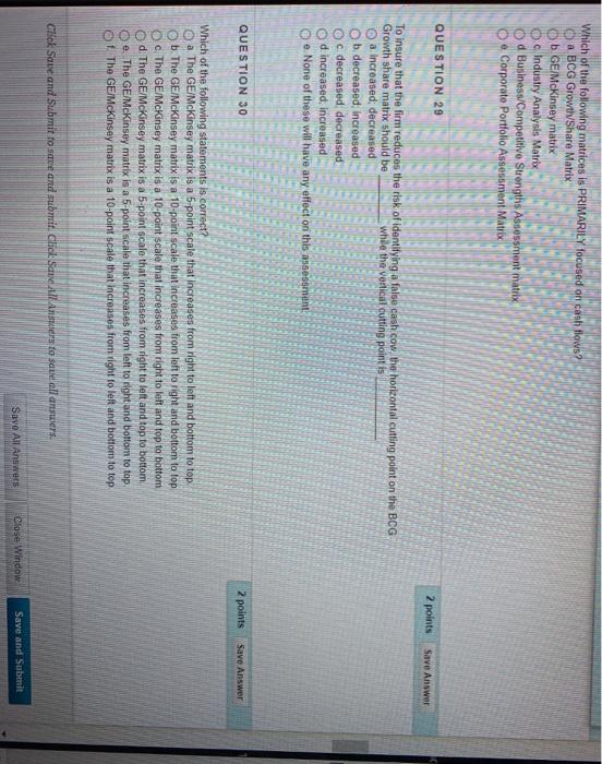 Which of the following matrices is PRIMARILY