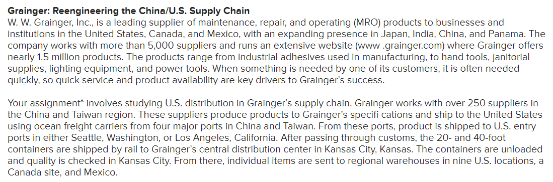 Grainger: Reengineering the China/U.S. Supply