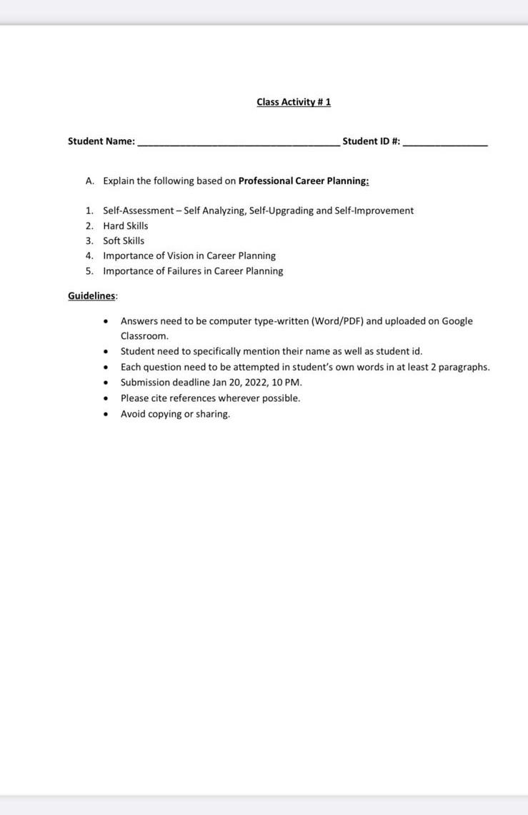 2 paragraph for each ques Class Activity #1