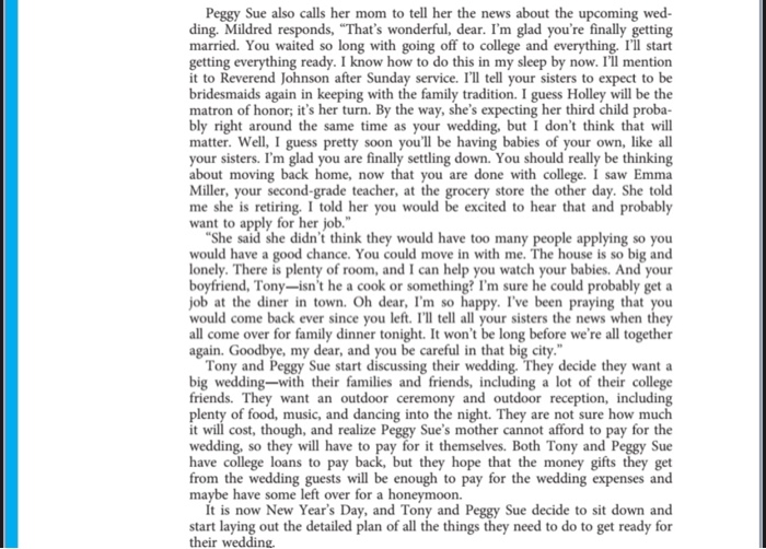 CASE STUDY 2 The Wedding Tony and Peggy Sue