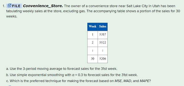 Week Sales 1 5387 2 5522 3 5307 4 5503 5 5391 6