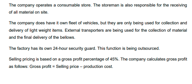 Question 1: (Cost Types, Cost behaviour, Pricing)