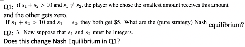 Nash Equilibrium problem Two players bargain over