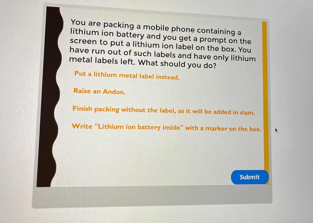 You are packing a mobile phone containing a