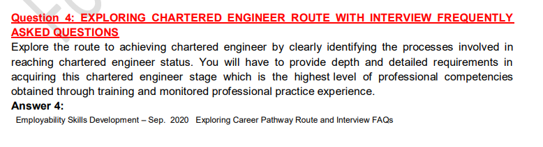 Question 4: EXPLORING CHARTERED ENGINEER ROUTE