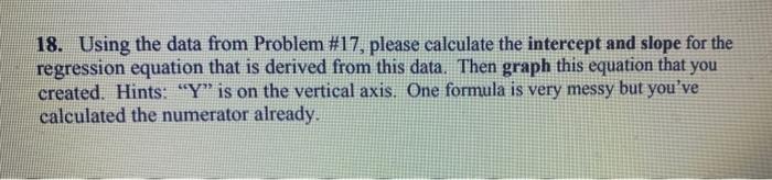 17. Please calculate the correlation coefficient