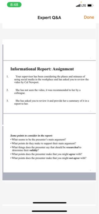 8:48 l LTE Expert Q&A Done Informational Report: