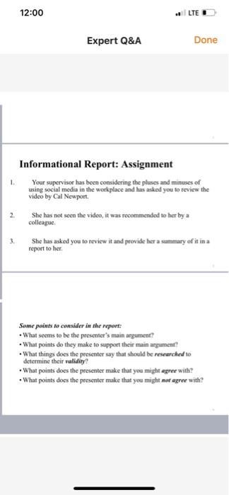 8:48 l LTE Expert Q&A Done Informational Report: