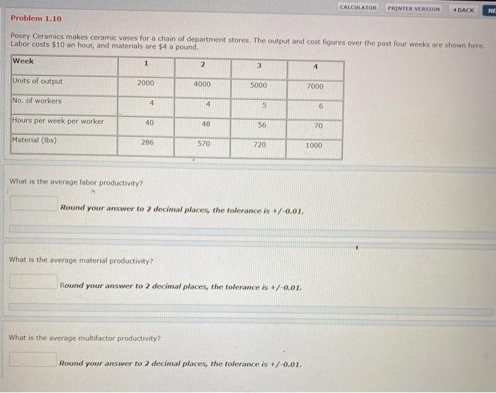 CALCULATOR PRINTER VERSION 4 BACK NE Problem 1.10